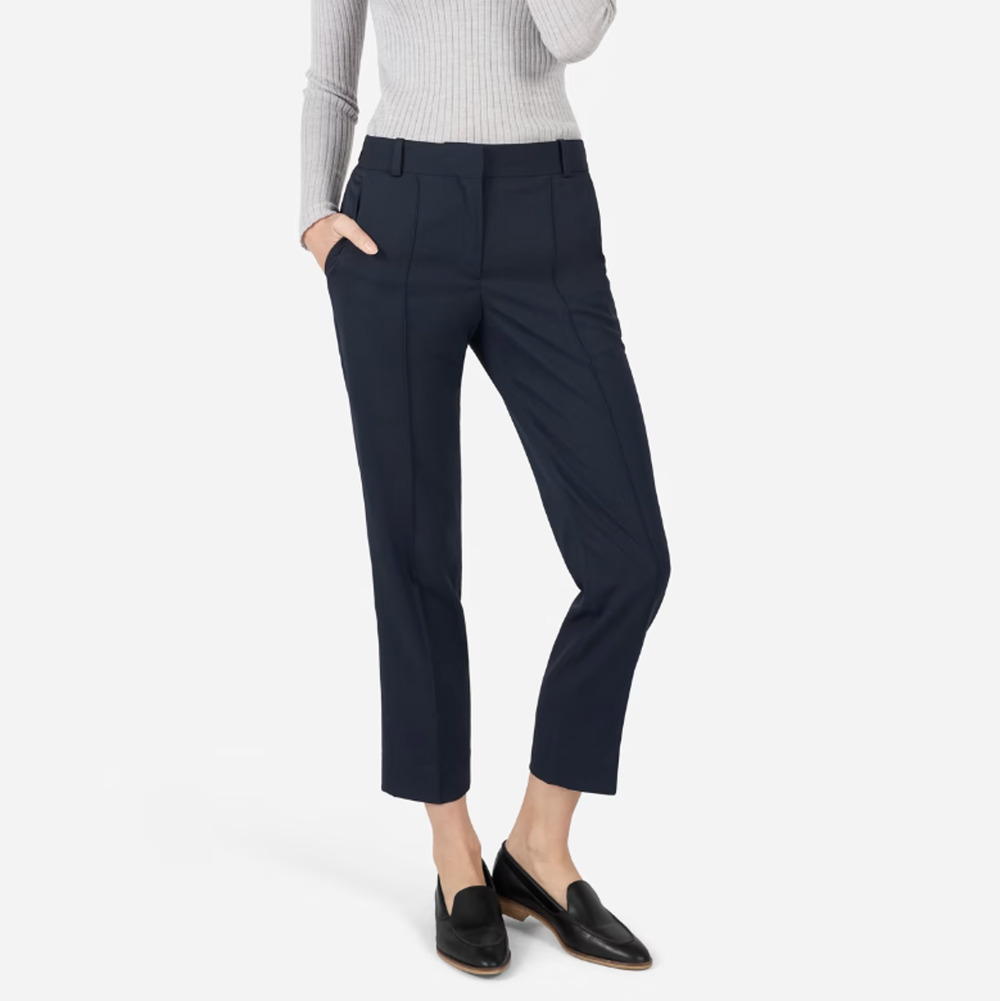 EVERLANE Women's The Italian GoWeave Crop Trouser Pants Size 10 Navy Blue NWT